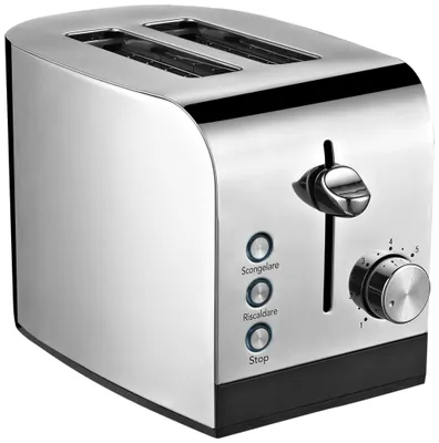 Doppelschlitz-Toaster 850 W, 7 Stufen, Edelstahl, Rot