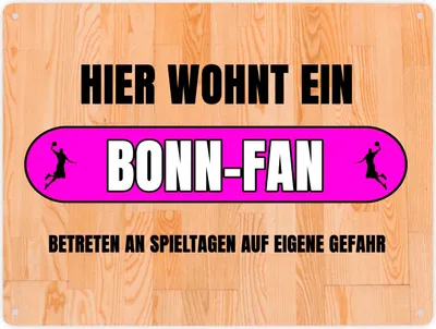 Produktbild von Hier wohnt ein Bonn-Fan Metallschild XXL in 28x38 cm mit Turnhallenboden Motiv