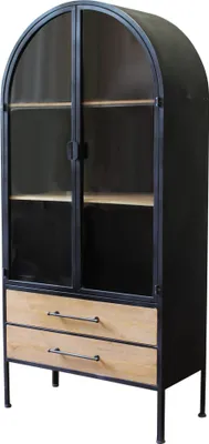 Immagine prodotto di Milani Home - vetrina industrial in metallo con due cassetti cm 81,5 x 40 x 180 h di design moderno industrial cm 81,5 x 40 x 180 h - Antracite