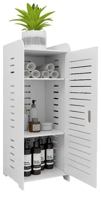 Immagine prodotto di Mobiletto da bagno autoportante con cassetti, dimensioni 30 x 30 x 82 cm, colore bianco