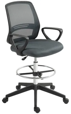 Image de Chaise de bureau en mesh, réglable en hauteur, chaise de bureau ergonomique avec accoudoirs, chaise pivotante en mesh, couleur gris | Capacité de 120 kg | Hauteur d'assise réglable de 56 à 76 cm | Dimensions : 68 x 66 x 120 cm