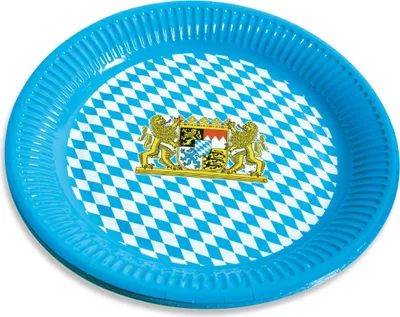 Produktbild von Bayrische Papp Teller mit Bayern Wappen Weißwurst Frühstück Fest Motiv 8 Stück