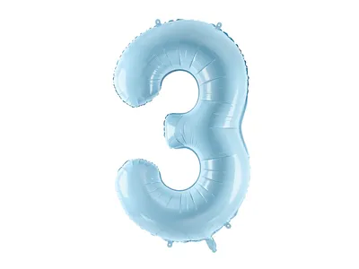 Immagine prodotto di Palloncino in foil numero 3, 86 cm, azzurro