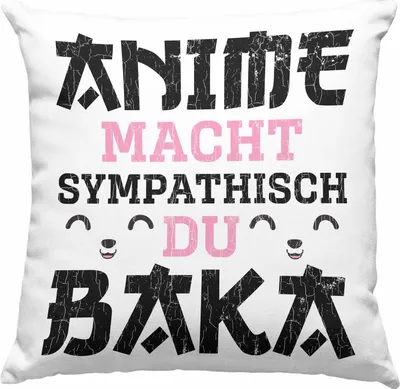 Produktbild von Trendation -  Anime Deko-Kissen mit Füllung 40x40 Geschenk Spruch  Deko-Kissen mit Füllung 40x40 Geschenke Deko Anme Fan Sympathisch (Rosa)