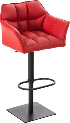 Produktbild von CLP Barhocker Damaso Kunstlederbezug drehbar stufenlos höhenverstellbar bis 240 kg | Farbe rot Gestell Farbe schwarz