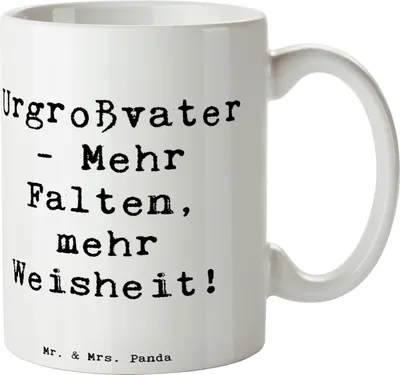 Produktbild von Mr. & Mrs. Panda Teetasse Spruch Urgroßvater Weisheit - Weiß - Geschenk, Lebensweisheit, Ahnen, Alter, Geburtstage, Becher, Erbe, Erinnerungen, Freude, Kaffeetasse, Tasse