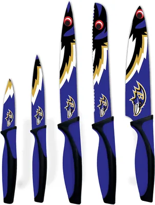 Produktbild von NFL Baltimore Ravens Küchenmesser 5-teilig Set Football Messer Set Barbecue