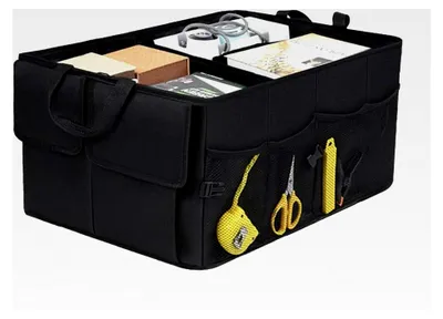 Produktbild von Kofferraum Organizer, faltbare Kofferraumtasche groß, Auto Faltbox mit mehreren Fächern, wasserdichte praktische Kofferraumtasche, Autotasche für Reisen und Camping