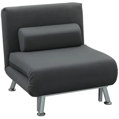 Produktbild von Klappsessel mit Bettfunktion, klappbarer Relaxsessel in Samtoptik, Verstellbare Rückenlehne, 75 x 70 x 75 cm, Dunkelgrau