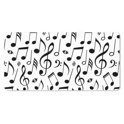 Produktbild von MuchoWow® Schreibtischunterlage Musik - Muster - Schwarz und Weiß 80x40 cm - XXL Mauspad - Gaming Mauspad