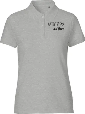 Produktbild von Huuraa Damen Polo Shirt Aktivist mit Herz S Sport Grey Bio Baumwolle Fairtrade Poloshirt Geschenkidee