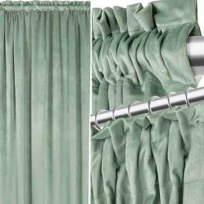 Zdjęcie produktu dla Zielona Zasłona Zaciemniająca Na Taśmie Welurowa 140X270 Szałwia Velvet