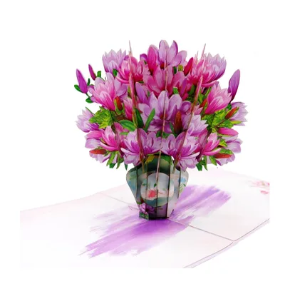 Image de Carte pop-up « Bouquet de magnolias », carte d'anniversaire en 3D avec enveloppe et fleurs pour une femme, une petite amie ou une maman, carte florale, cartes de vœux pour un anniversaire, remerciements