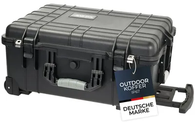 HMF Outdoor-Trolley Fotokoffer mit Rasterschaumstoff 58,5 x 45 x 27,5 cm in Schwarz