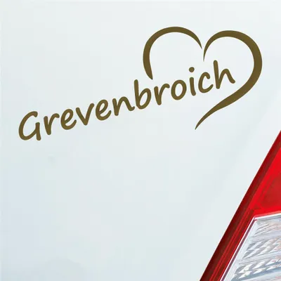 Produktbild von Auto Aufkleber Grevenbroich Herz Stadt City Liebe Love 19,5x8 cm Gold Sticker Heckscheibenaufkleber