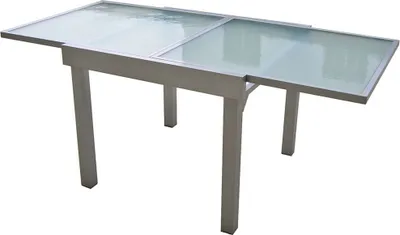 Produktbild von Ausziehtisch mit Glasplatte GARDA-120 in grau, B/H/T: ca. 90-180/75/90 cm