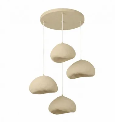 Image de Lustre Luminaire en métal écru - 50 × 46 × H 50 à 110 cm - 4 x E27 Max 40W - IP20