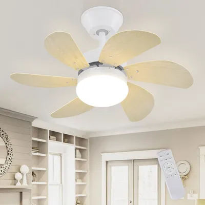 Obrázek produktu pro ZMH Stropní ventilátor s osvětlením a dálkovým ovládáním Tichý - stropní lampa 6 lopatek Ø75 cm Ventilátor Časování Stropní světlo Jedno světlo Ventilátor