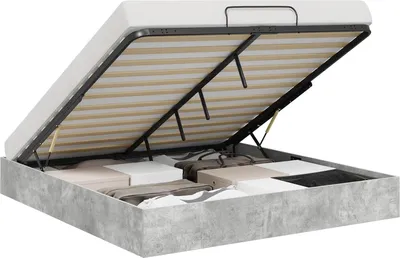 Image de Cadre de lit ottoman Béton 203 x 180 x 25 cm Bois d’ingénierie