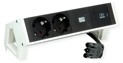 Obrázok produktu pre Bachmann Desk 2, Vnútorný, Typ F, Čierna, Biela, 2 AC zásuvky/AC zásuviek, 1 kusov