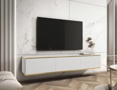 Image de AX LIVING Buffet de salon Orkis MDF 175 cm Moderne en blanc