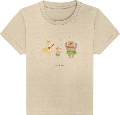 Produktbild von Mr. & Mrs. Panda Babyshirt Waldtiere Aloha 12. - 18. Monat - Natural Raw - Geschenk, Musik, Baby Baumwollshirt, Igel,  T-Shirt, Lustige Sprüche, Kurzarmshirt, Lachen