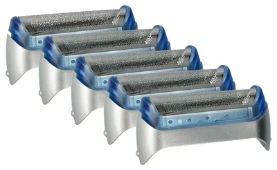 Produktbild von vhbw 5x Scherfolie kompatibel mit Braun 5730, 5734, 2878, 5733, CruZer3, 2874, CruZer1, 2876, 5732, CruZer2 Elektrorasierer + Rahmen, silber/blau