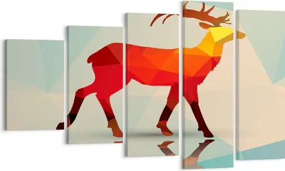 Produktbild von Bild auf Leinwand - Leinwandbild - Hirsch Illustration modern Grafik - 100x60cm - Wand Bild - Wanddeko - Leinwanddruck - Bilder - Kunstdruck - Leinwand bilder - Wandkunst - EG100x60-2811