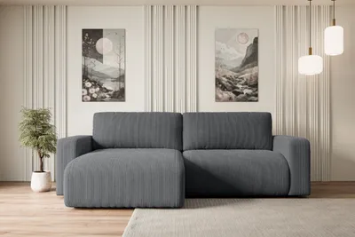 Produktbild von ALTDECOR Ecksofa mit Schlaffunktion und Bettkasten Corner Sofa Eckcouch Couch L-Form universal, links/rechts Schlafcouch Ausziehbar Wohnlandschaft Schlafsofa KLEEA-L - 247x143x83cm Dunkelgrau