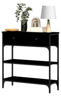 Produktbild von Konsolentisch mit Regal in Schwarz Eichen-Optik 72,5 x 25 x 75 cm