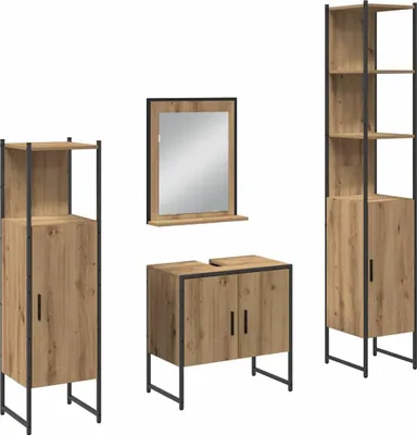 Immagine prodotto di vidaXL Set di mobili da bagno, 4 pezzi, marrone, 33 x 33 x 185,5 cm