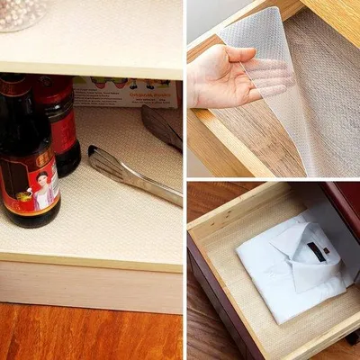 Productafbeelding van Koelkastinrichting: plankinlegplanken - keuken: ladeinlegstrips - badkamer: waterdichte spoelbakinlegstrips - antislip kastmatten - niet-kleverige placemats (rollen)