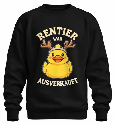 Produktbild von Rentier War t Gummiente Weihnachten Badeente Enten Sweatshirt Pullover, Schwarz, XXL