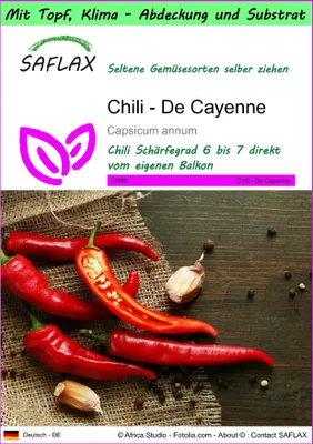 Produktbild von SAFLAX Garden to go - Chili - De Cayenne - Capsicum annum - 20 Samen - Mit Topf, Klima - Deckel und Anzuchtsubstrat