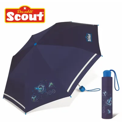 Produktbild von Scout Boys Kinder Regenschirm Taschenschirm mit Reflektionsstreifen Nebula