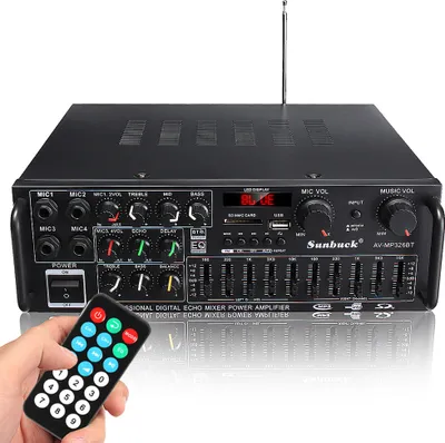 Obrázok produktu pre Stereofónny zosilňovač MECO Audio s LED displejom, prenosný, vhodný do auta, domu, Hi-Fi, 400 W + 400 W, s diaľkovým ovládaním