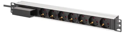 Produktbild von DIGITUS Steckdosenleiste 7-fach 19" Alu. 1HE    schwarz