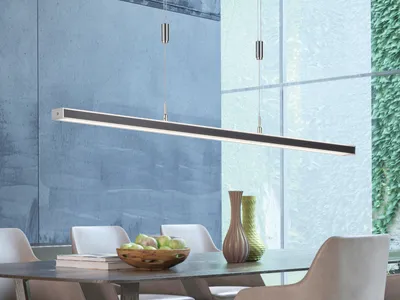 Produktbild von Schmale LED Pendelleuchte höhenverstellbar dimmbar & CCT Lichtfarbe, 115cm lang