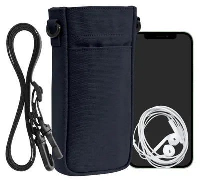 Produktbild von kwmobile Handytasche für Smartphones XXL - 7" - Canvas Handy Hülle mit Band - Handy Tasche mit Handykette 16,5 x 10 cm Innenmaße - Dunkelblau