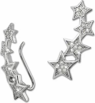 Produktbild von SilberDream weiß Ohrringe Ear Cuff Sterne Zirkonia 925 Silber Ohrklemmen GSO411W