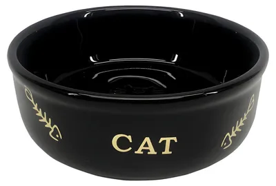 Image de Nobby Bol céramique pour chats "Golden Cat" noir Ø 13,5 x 4,5 cm, 0,25 l