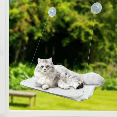 Productafbeelding van Kattenhangmat - Kattenbed raam - Ontspannen genieten - Sterke zuignap - 35 x 55 cm - Kaki