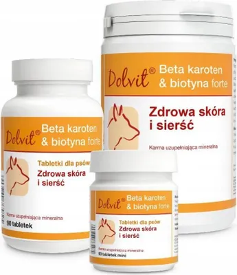 Produktbild von Dolvit Beta-Carotin & Biotin Forte Gesunde Haut und Fell FÜR HUNDE 90 Tabletten.