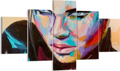 Produktbild von Bild auf Leinwand - Leinwandbild - Frau Emotionen Gesicht Mehrfarbig - 125x70cm - Wand Bild - Wanddeko - Leinwanddruck - Bilder - Kunstdruck - Leinwand bilder - Wandkunst - EA125x70-2930