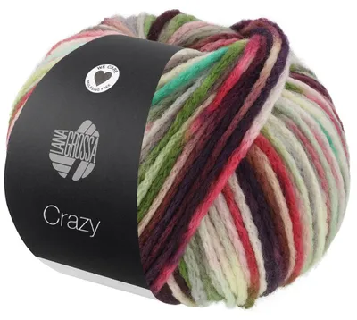 Produktbild von Lana Grossa CRAZY 100 g Voluminöses Kettengarn aus 95 % superwash Merino-Schurwolle Farbe 001 - Rosa/Mint/Türkis/Heugrün