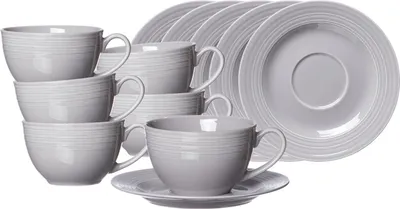 Produktbild von Ritzenhoff & Breker Levi Kaffeetasse mit Untertasse 220 ml grau 6er Set