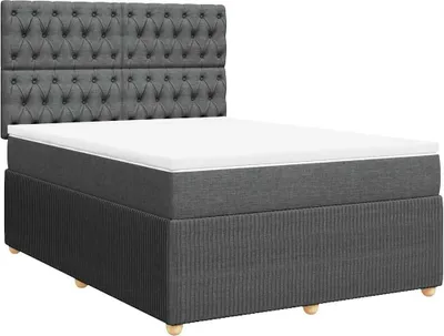 Produktbild von vidaXL Boxspringbett mit Matratze Dunkelgrau 140x200 cm Stoff