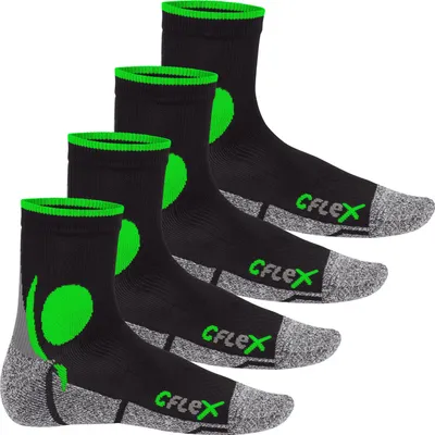 Produktbild von CFLEX Damen und Herren Running Funktions-Socken (4 Paar) Laufsocken - Schwarz-Grün 39-42