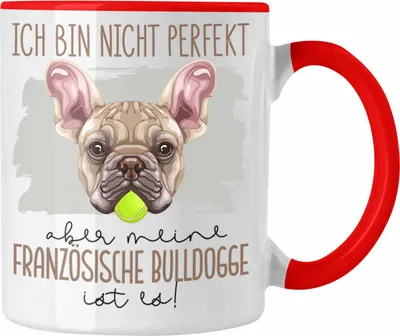 Produktbild von Trendation - Französische Bulldogge Besitzer Tasse Geschenk Lustiger Spruch Geschenkidee Besitzerin Ich Bin Nicht Perfekt Aber Mein Französische Bulldogge Ist Es (Rot)