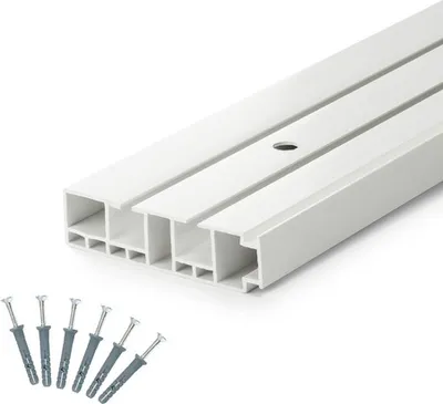 Produktbild von Gardinenschienen PVC 2-Läufig Vorhangsschiene Innenlaufschienen Deckenschiene Weiß 150cm 1,5m